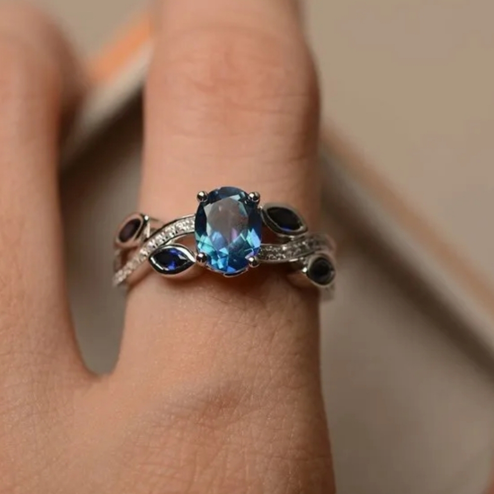 Blue Cubic Zirconia Ring